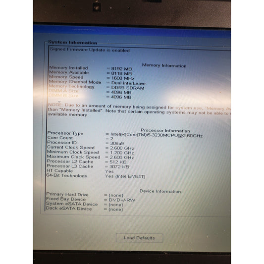 Dell Latitude E5430 Intel Core i5-3230M @ 2.60GHz 8 GB No Drive 14.0"