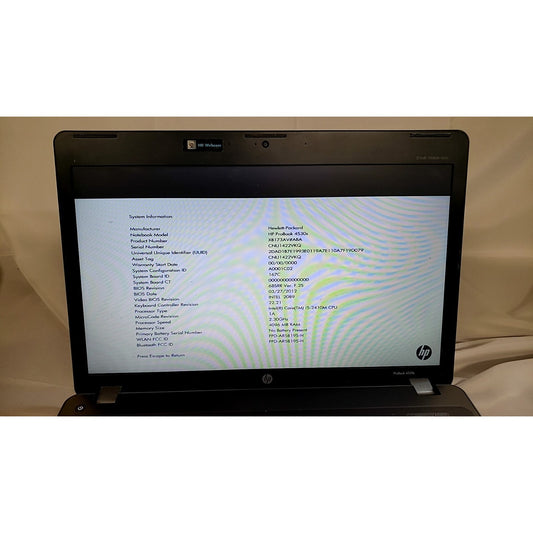 HP ProBook 4530s Laptop i5-2410M 2.30GHz 4GB RAM No HDD No Battery Silver