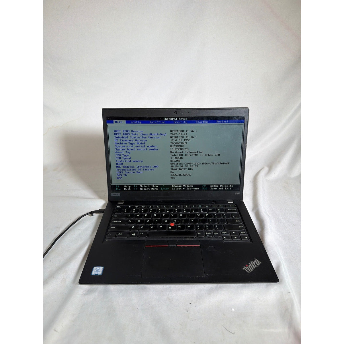 Lenovo ThinkPad X390 i5-8265U 8GB No Drive 13.3"