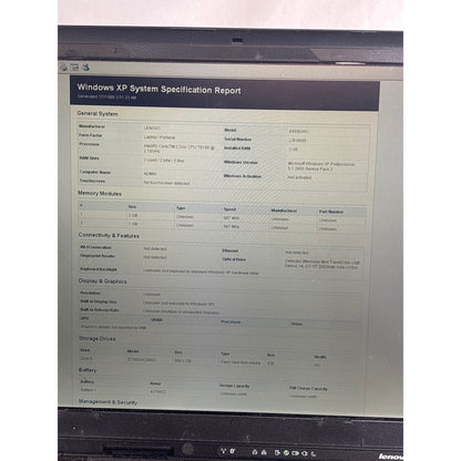 Lenovo ThinkPad T61 Win XP Core 2 Duo T8100 2.1GHz 3GB 500GB HDD 15.4"