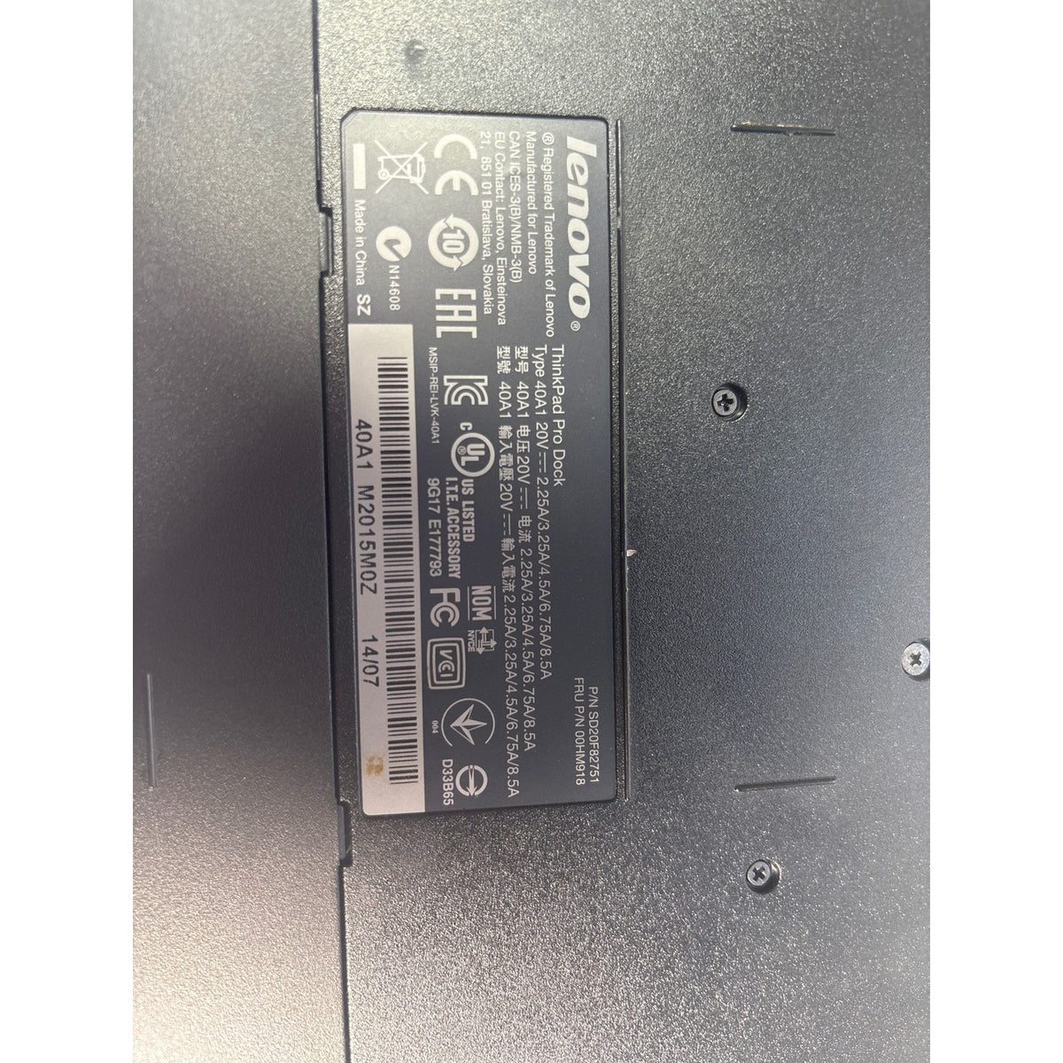 Lenovo ThinkPad Pro Dock 40A1 90W M2015M0Z Black