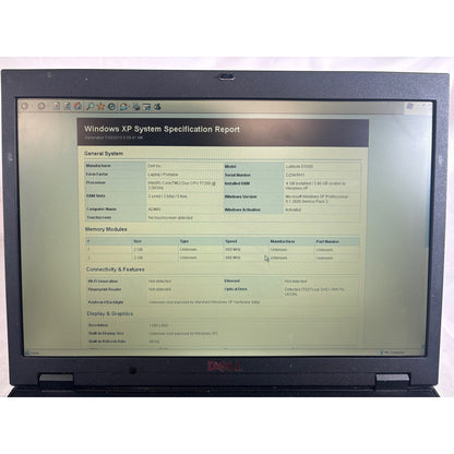 Dell Latitude E5500 Win XP Core 2 Duo T7250 2GHz 4GB 15" FOR PARTS/REPAIR