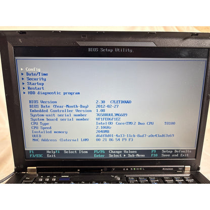 Lenovo ThinkPad T61 Core 2 Duo T8100 2GB No Drive 14.1"