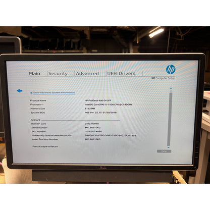 HP ProDesk 400 G4 SFF i5-7500 8GB No Drive / No OS