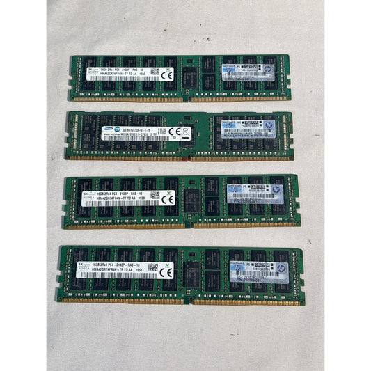 HP 16GB 2Rx4 PC4-2133P-RA0-10 DDR4 Server RAM Lot of 4 (64GB Total)
