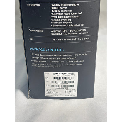 ASUS Dual-Band Wireless-N600 Router RT-N53 D2IAGE000577 Black