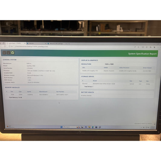 Dell OptiPlex 5000 Micro i5-12500T 2GHz 16GB 128GB NVMe SSD