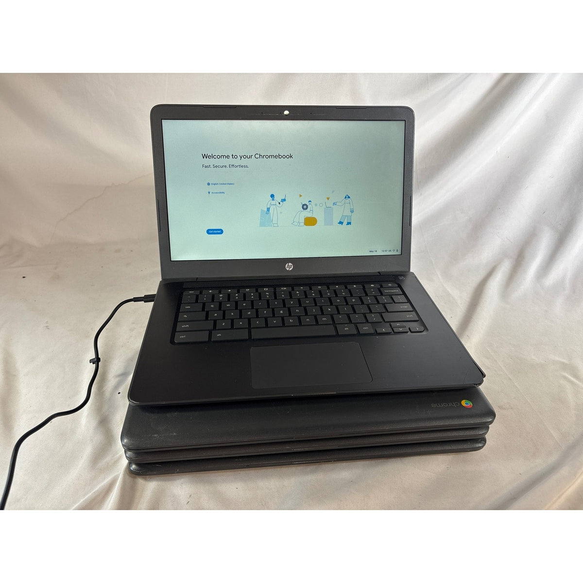Lot of 4 HP Chromebook Model 14 Laptops 14" Heavy Wear