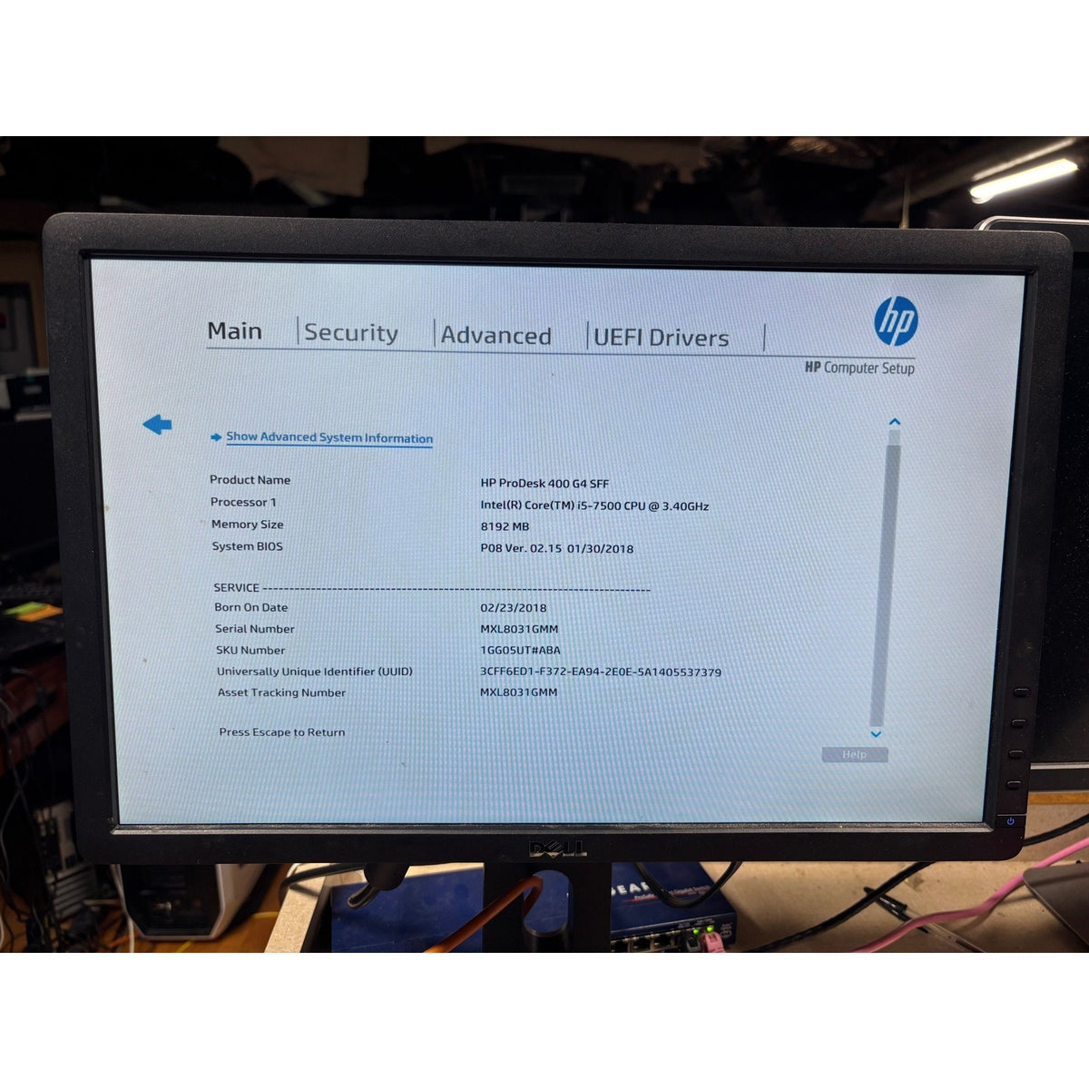 HP HP ProDesk 400 G4 SFF i5-7500 3.4GHz 8GB No Drive