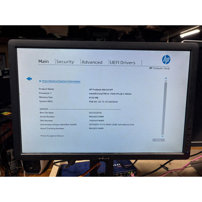 HP HP ProDesk 400 G4 SFF i5-7500 3.4GHz 8GB No Drive
