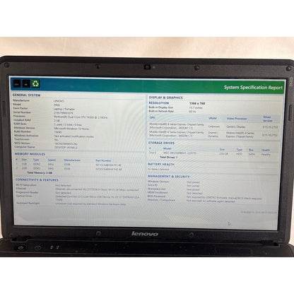 Lenovo G550 2958 Pentium T4300 2.1GHz 3GB 250GB HDD 15.6" Laptop