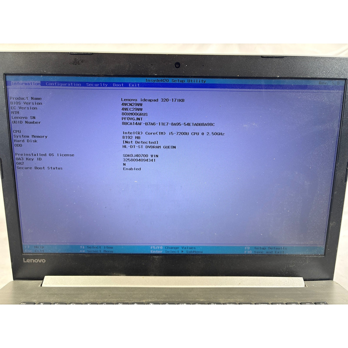 Lenovo IdeaPad 320-17IKB i5-7200U 2.5GHz 8GB No Drive 17"