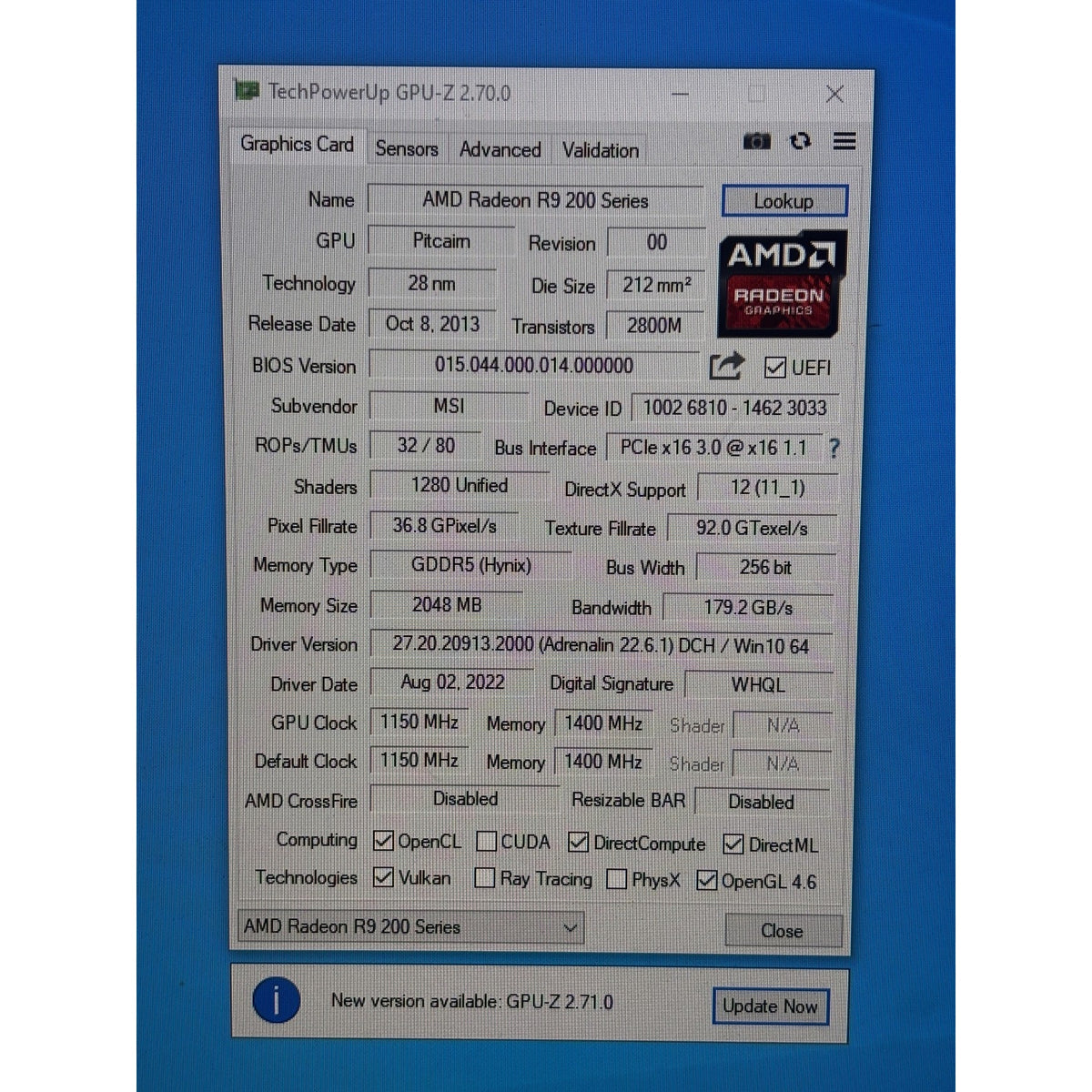 MSI AMD Radeon R9 270X Hawk 2GB GDDR5 PCIe x16 Graphics Card