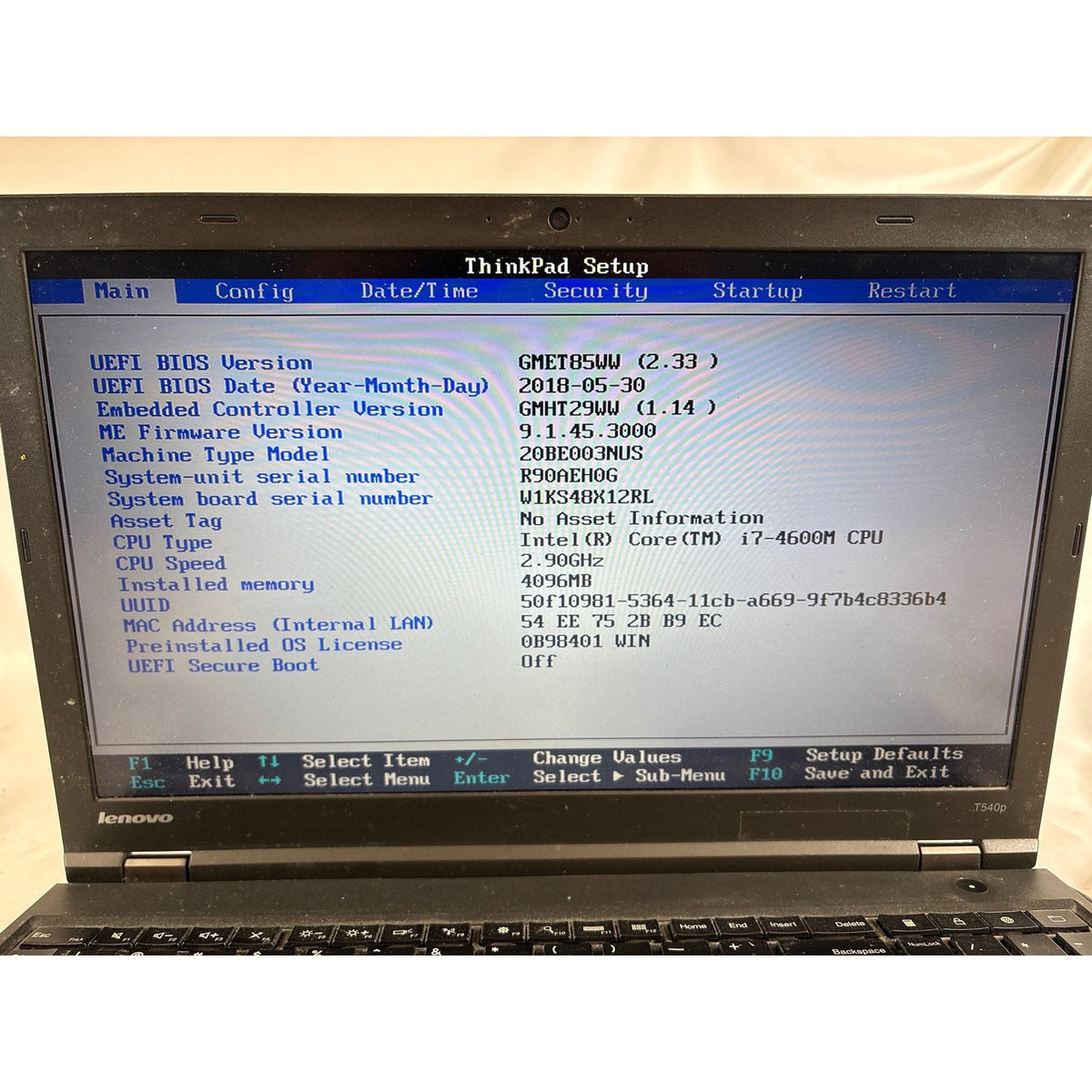 Lenovo ThinkPad T540p i7-4600M No RAM No Drive FOR PARTS/REPAIR