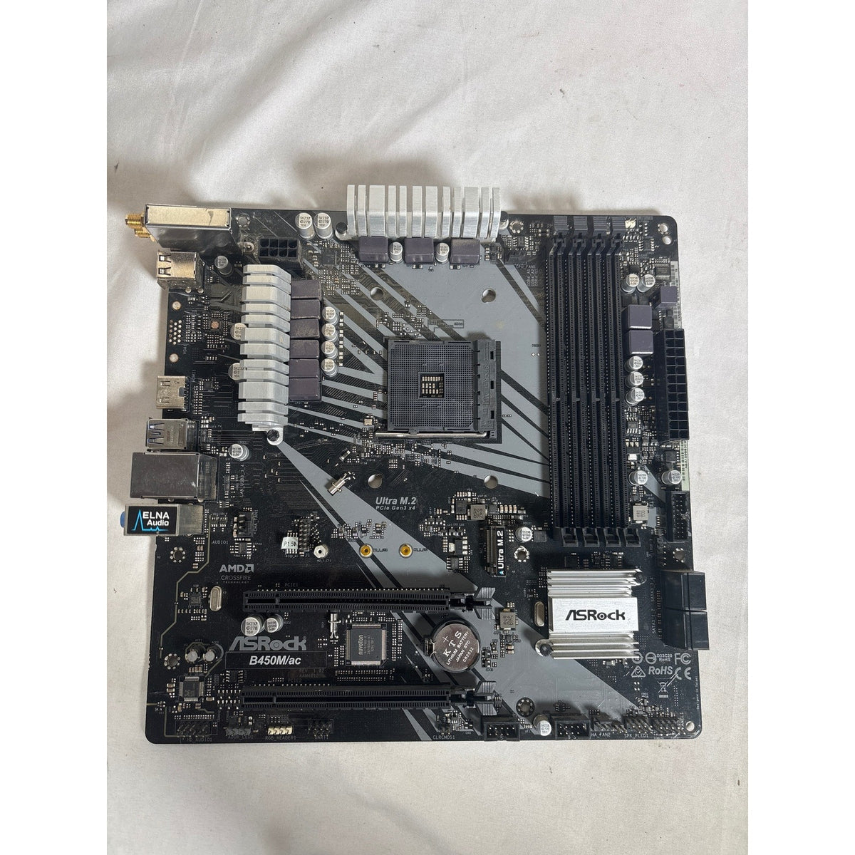 ASRock B450M/ac AM4 Micro ATX Motherboard Untested AS IS FOR PARTS
