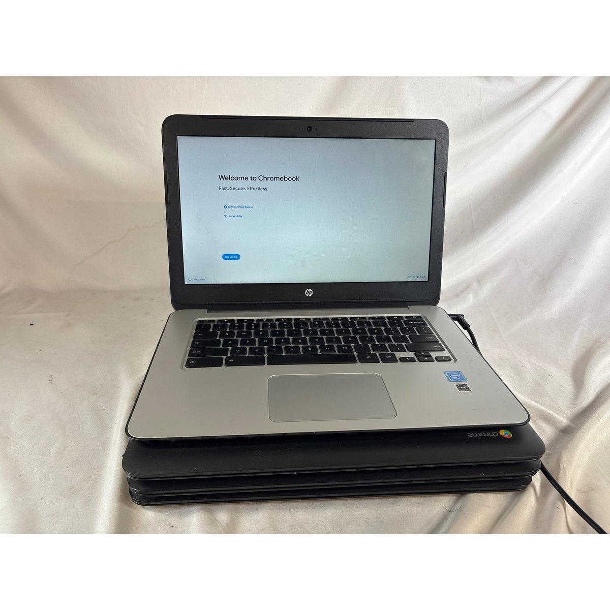Lot of 4 HP Chromebook 14 G4 14" Laptops - One Verified: N2840 4GB 16GB SSD
