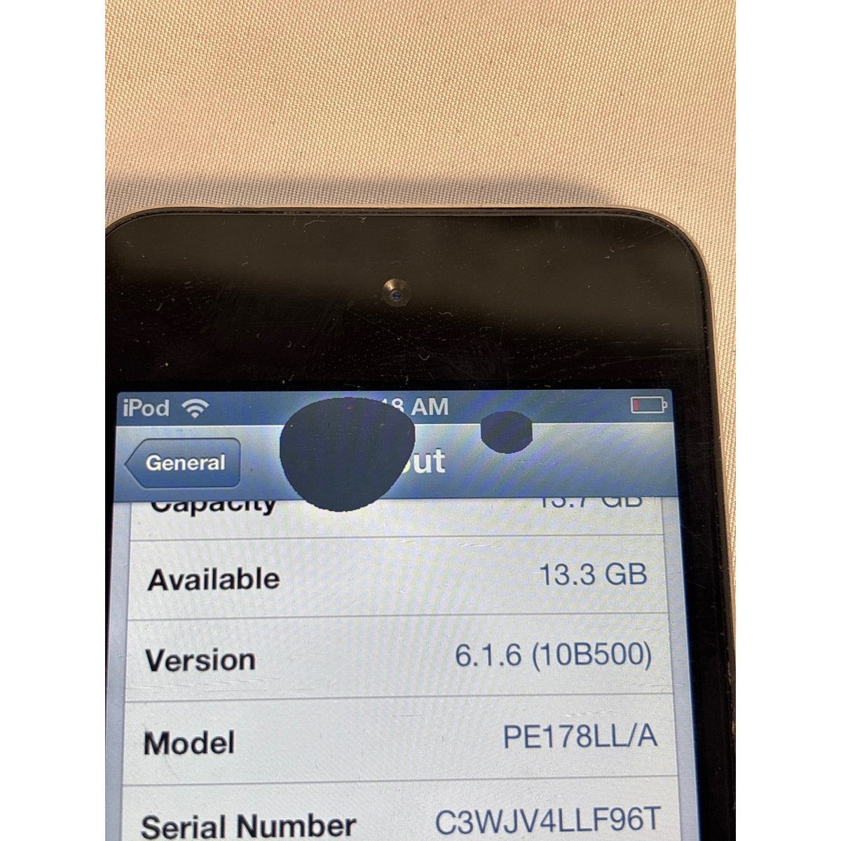 Apple iPod touch 4th Generation A1367 16GB Black MP3 Player Screen dmg