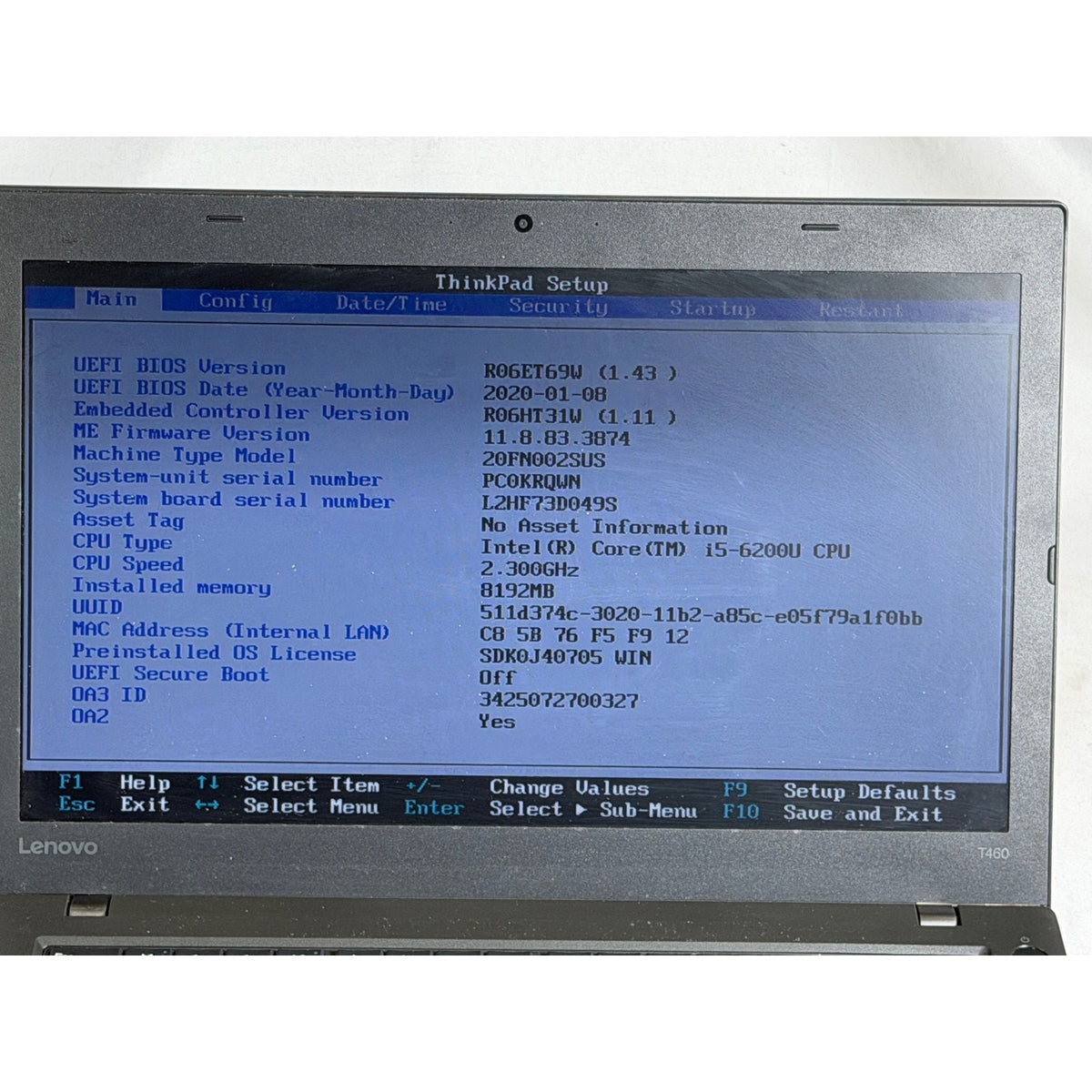 Lenovo ThinkPad T460 i5-6200U No RAM/SSD 14" FOR PARTS