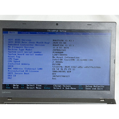 Lenovo ThinkPad T460 i5-6200U No RAM/SSD 14" FOR PARTS