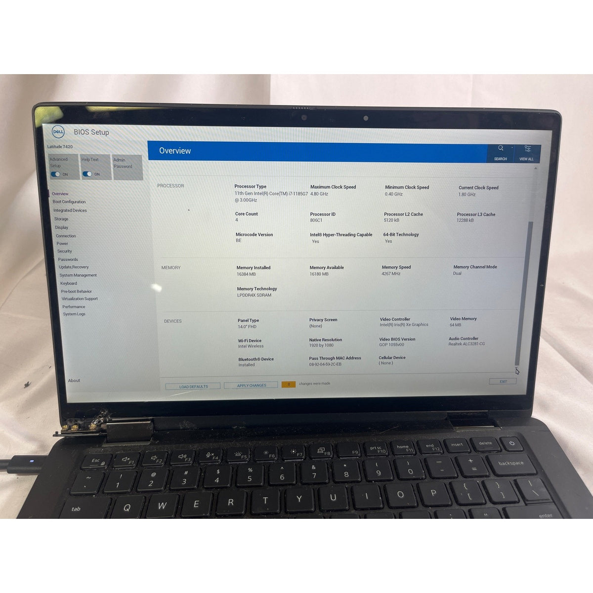 Dell Latitude 7420 Intel Core i7-1185G7 16 GB No Drive 14" FOR PARTS/REPAIR