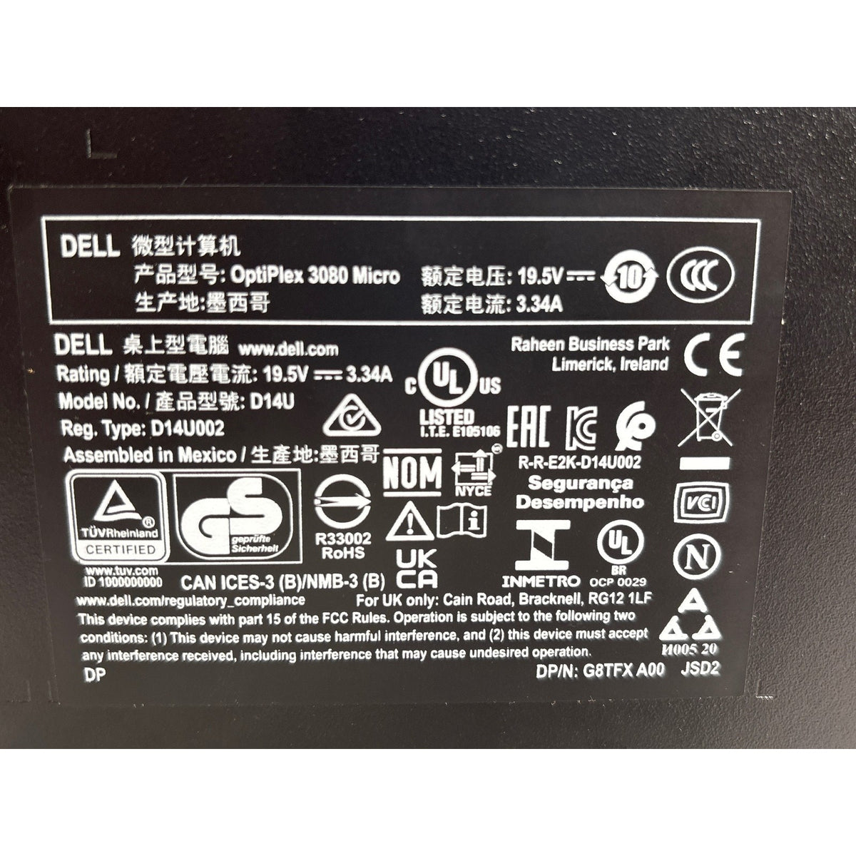 Dell OptiPlex 3080 Micro i3-10100T 3GHz 8GB 256GB NVMe SSD