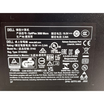 Dell OptiPlex 3080 Micro i3-10100T 3GHz 8GB 256GB NVMe SSD