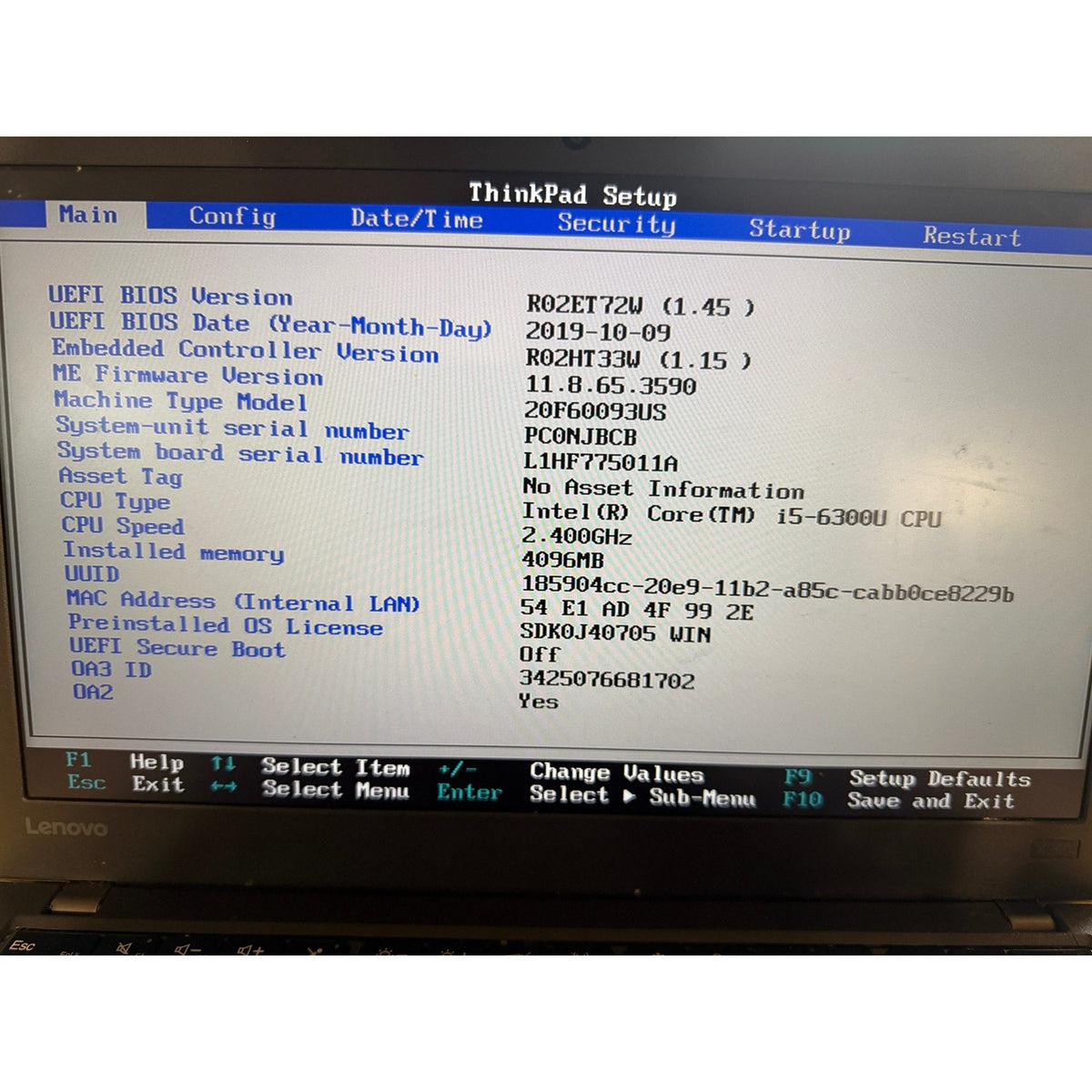 Lenovo ThinkPad X260 i5-6300U 12.5" No RAM/SSD FOR PARTS/REPAIR