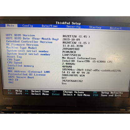 Lenovo ThinkPad X260 i5-6300U 12.5" No RAM/SSD FOR PARTS/REPAIR