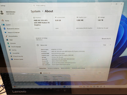Lenovo IdeaCentre 23" AIO 300 AMD A8-7410 8GB 2TB HDD Win 11 Home