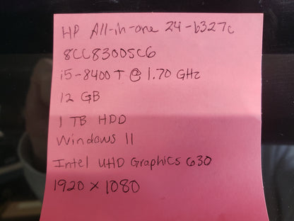 HP Pavilion All-in-One 24-b327c Intel Core i5-8400T 12 GB 1TB HDD Win11Home