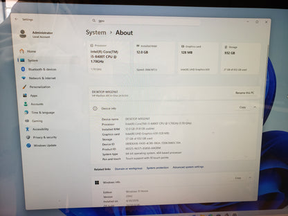 HP Pavilion All-in-One 24-b327c Intel Core i5-8400T 12 GB 1TB HDD Win11Home