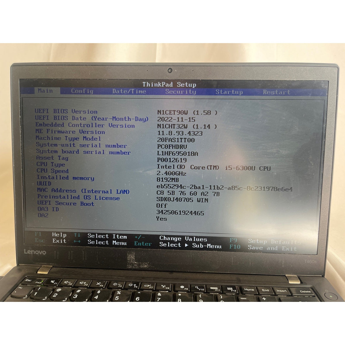 Lenovo ThinkPad T460s Intel Core i5-6300U 8 GB No Drive 14"