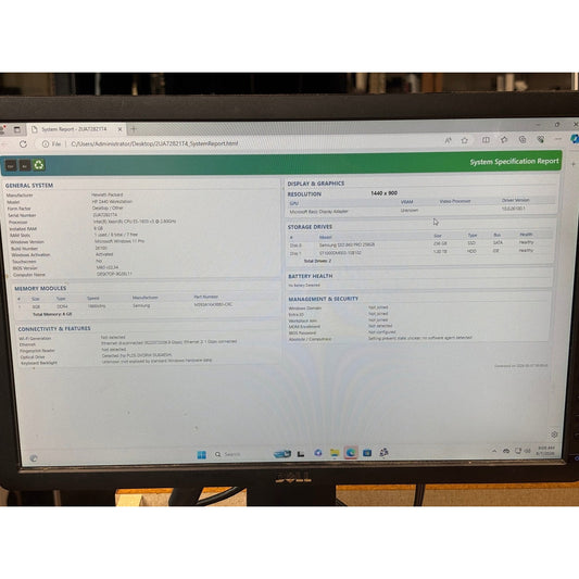 HP Z440 Workstation Tower Xeon E5-1603 2.8GHz 8GB 256GB SSD + 1TB HDD M4000 8GB