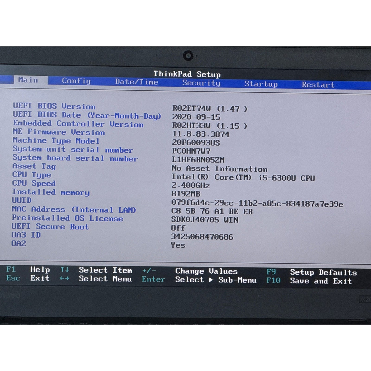 Lenovo ThinkPad X260 i5-6300U No RAM/Drive 12.5" FOR PARTS/REPAIR