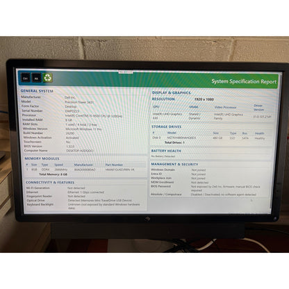 Dell Precision Tower 3431 SFF i5-9500 3.0GHz 8GB 480GB SSD