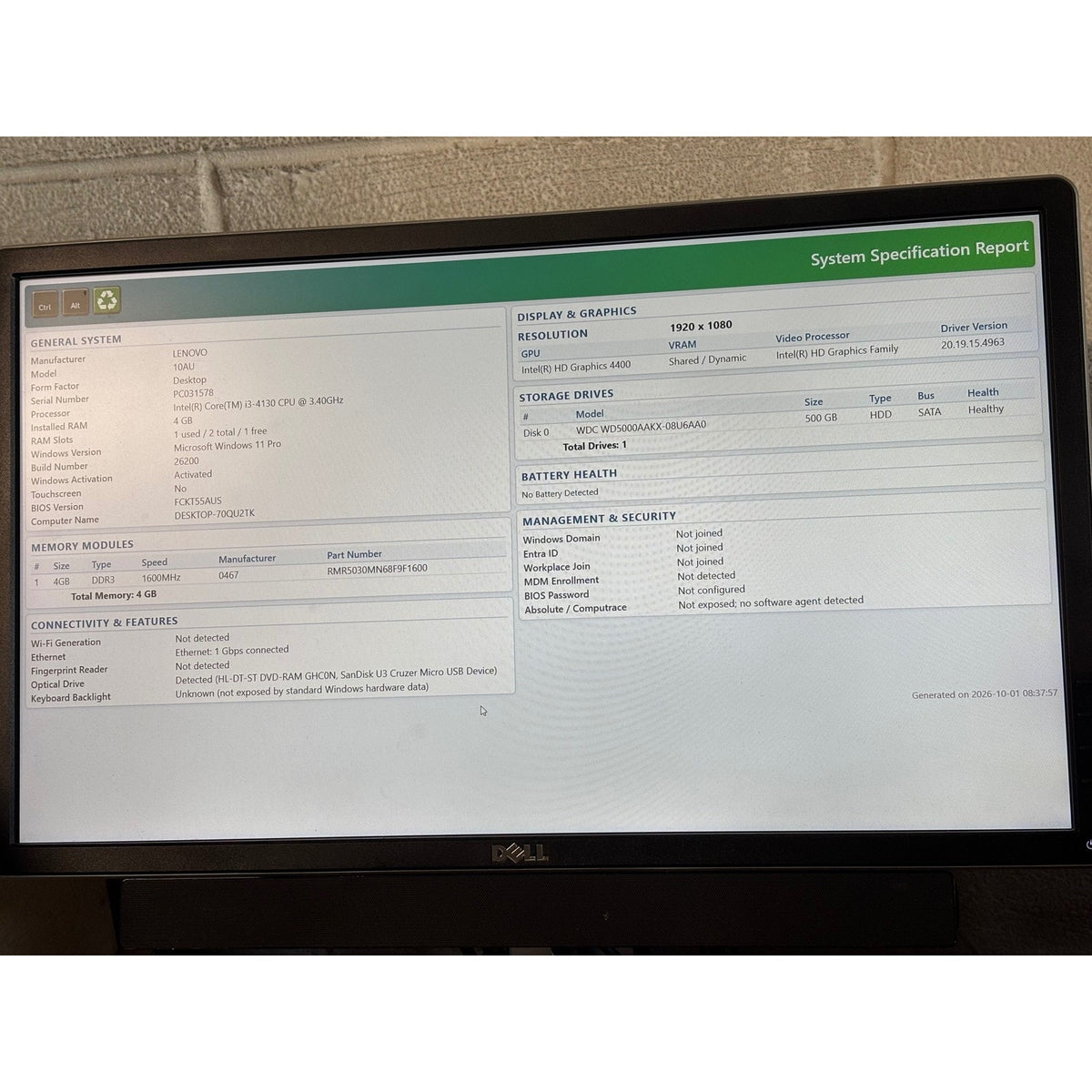 Lenovo ThinkCentre E73 SFF i3-4130 3.4GHz 4GB 500GB HDD