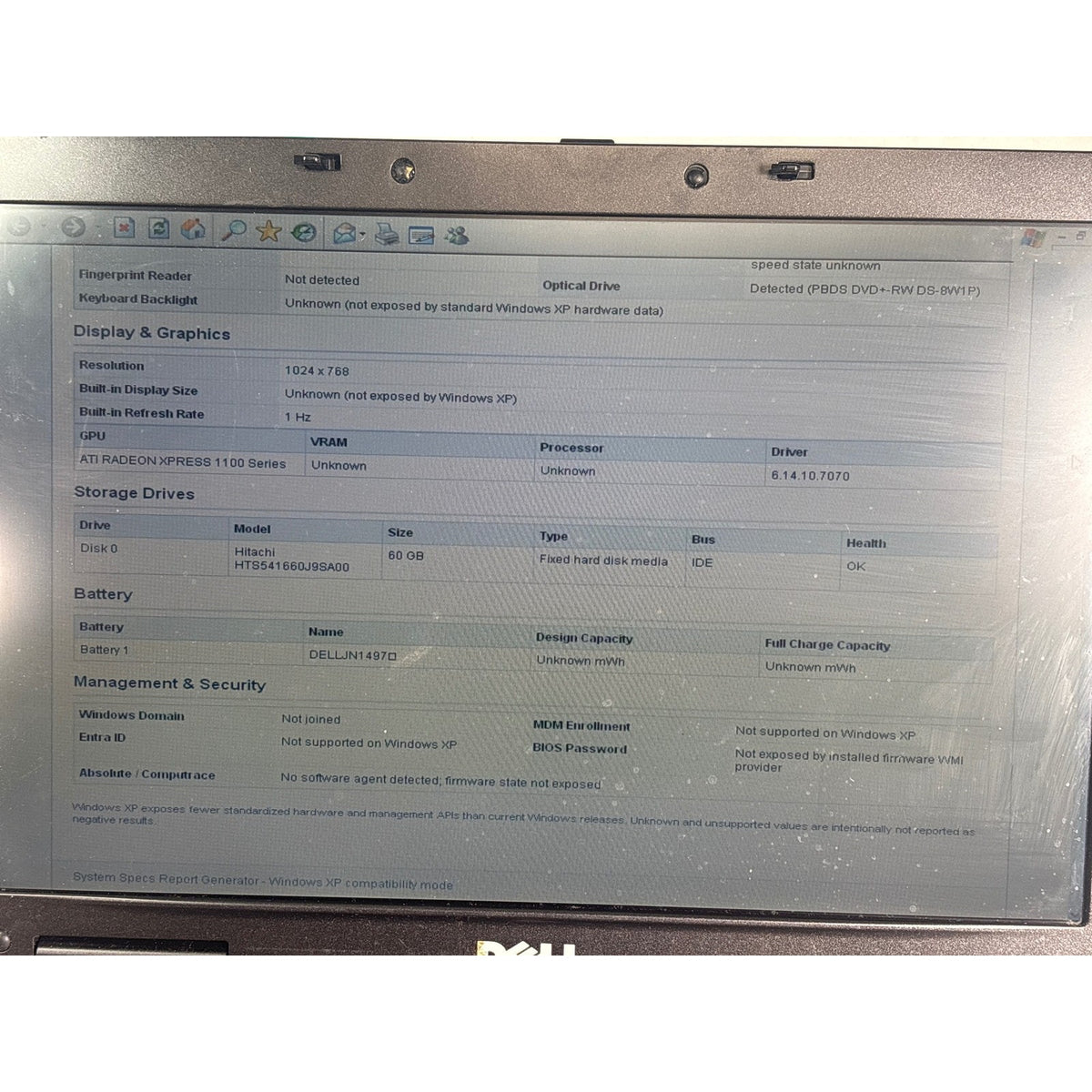 Dell Vostro 1000 15.4" AMD Athlon 64 X2 TK-53 1GB 60GB HDD