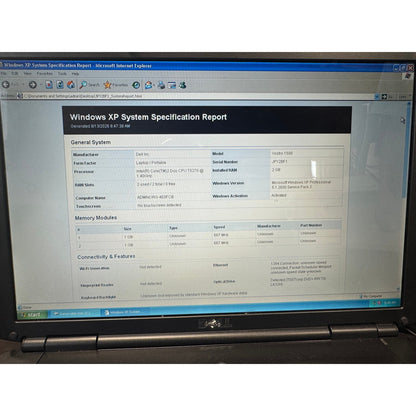 Dell Vostro 1500 Core 2 Duo 1.4GHz 2GB DDR2 120GB HDD 15.4in WinXP