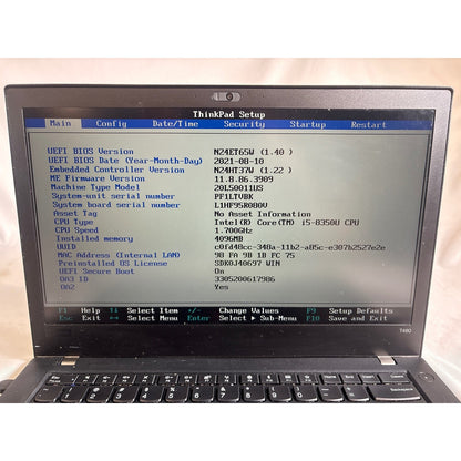 Lenovo ThinkPad T480 i5-8350U No RAM/Drive 14" FOR PARTS/REPAIR