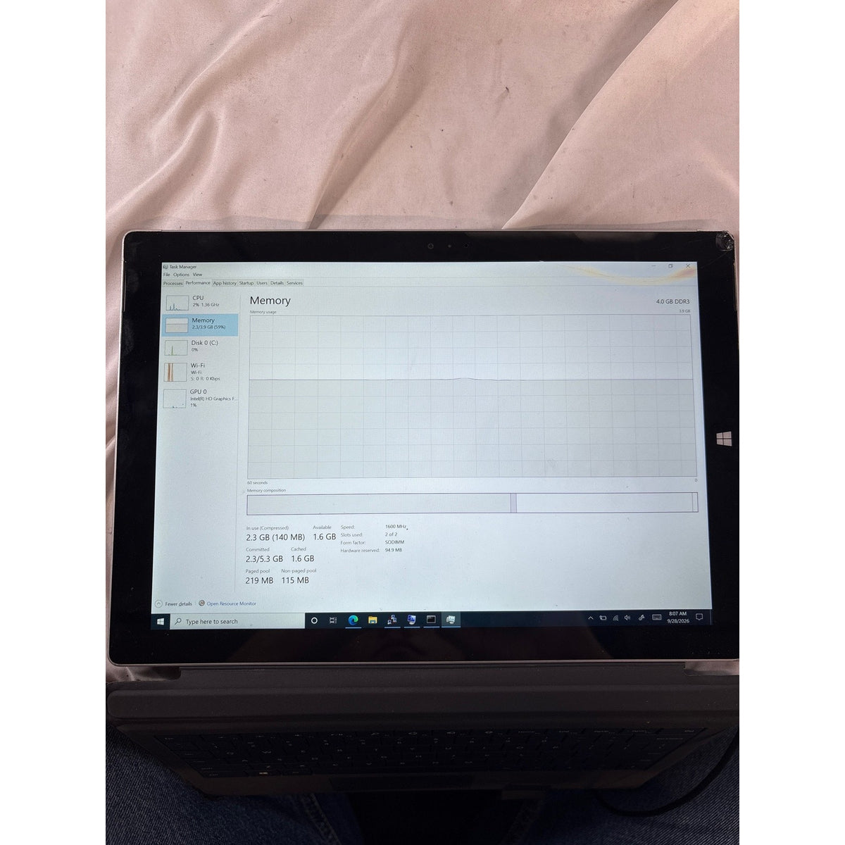 Microsoft Surface Pro 3 12in i5-4300U 4GB 128GB SSD Cracked Screen