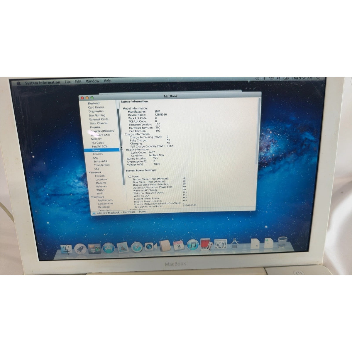 Apple MacBook White 2008 A1181 2.4 GHz Intel Core 2 Duo 2 GB 160 GB HDD 13.3"