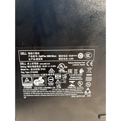 Dell OptiPlex 3080 Micro i3-10100T 3GHz 8GB 512GB NVMe SSD Win11