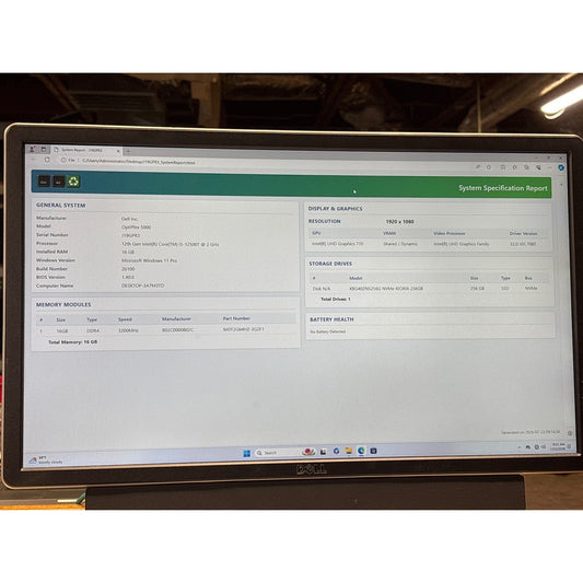 Dell OptiPlex 5000 Micro i5-12500T 16GB 256GB NVMe SSD