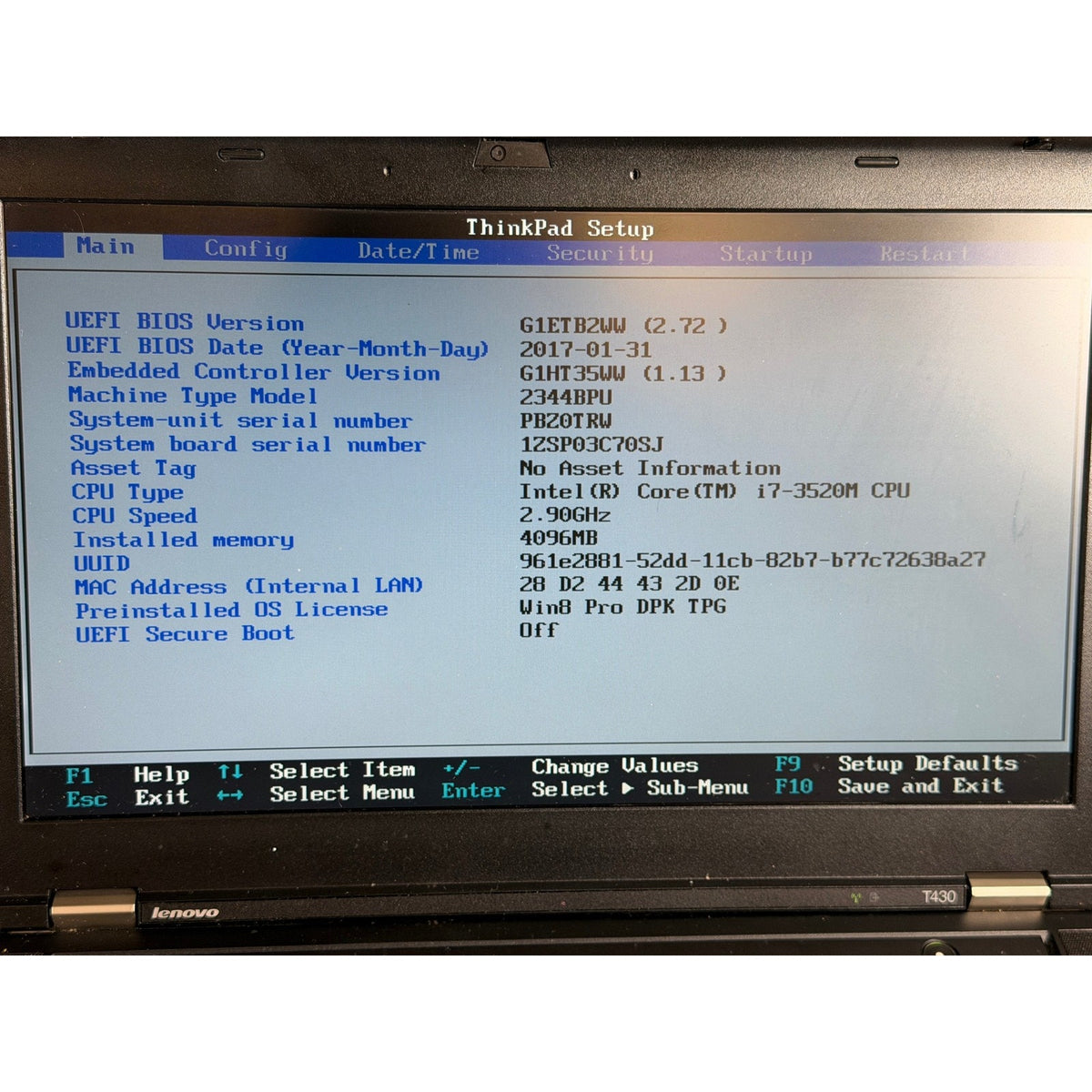 Lenovo 2344BPU i7-3520M 4GB No Drive 14" FOR PARTS/REPAIR