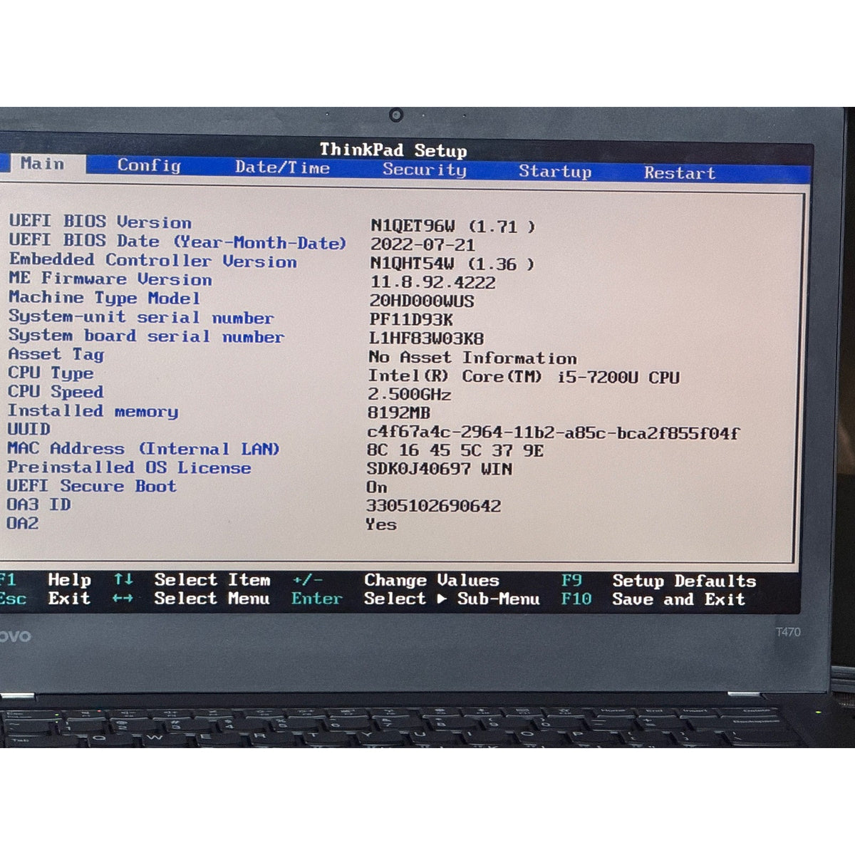 Lenovo ThinkPad T470 i5-7200U 14" No RAM/Drive FOR PARTS/REPAIR
