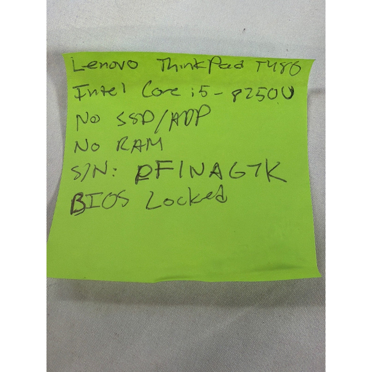 Lenovo ThinkPad T480 i5-8250U No RAM No Drive 14" FOR PARTS/REPAIR Bios locked