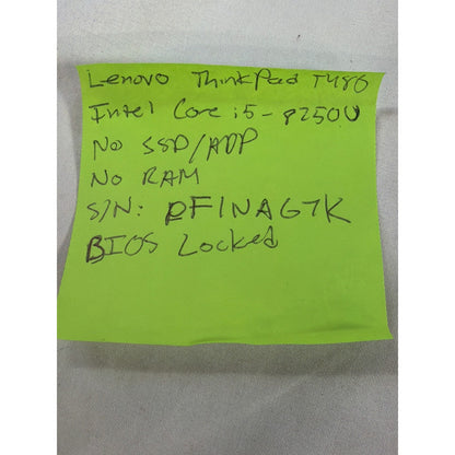 Lenovo ThinkPad T480 i5-8250U No RAM No Drive 14" FOR PARTS/REPAIR Bios locked